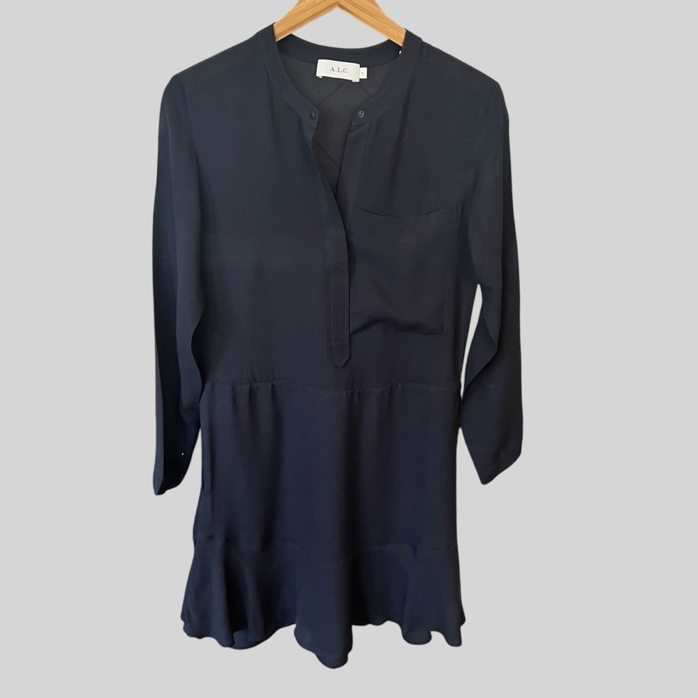 A.L.C. Montana Long Sleeve 100# Silk Flounce Dresss.